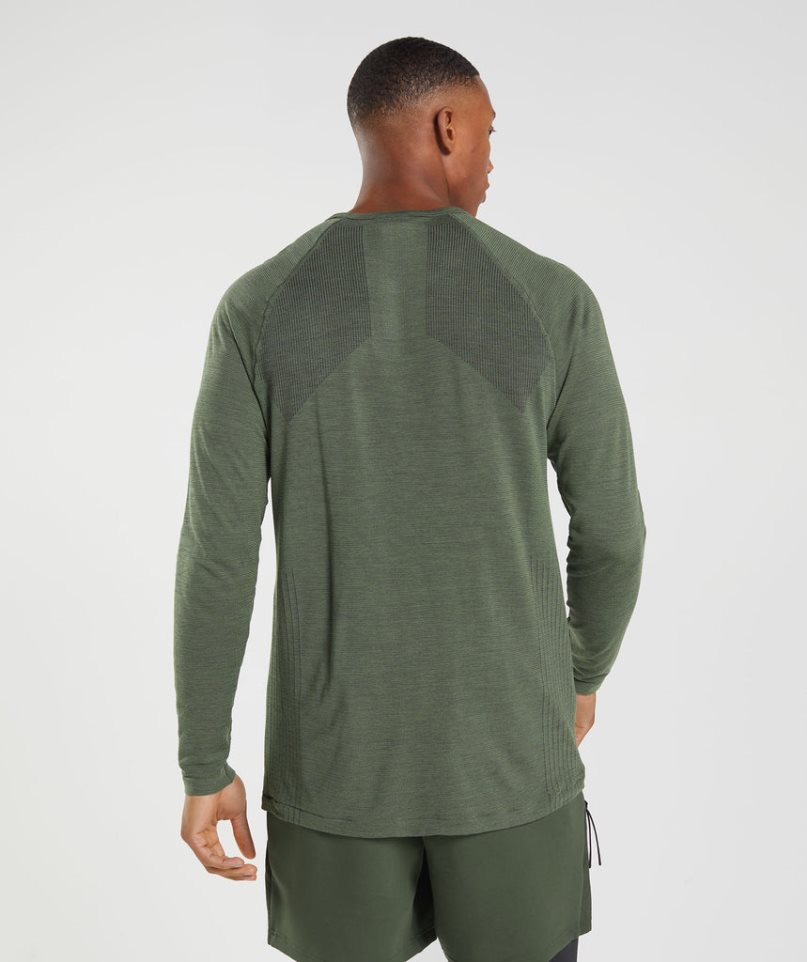 Koszulki Gymshark Retake Seamless Long Sleeve Męskie Oliwkowe | PL 143HCK